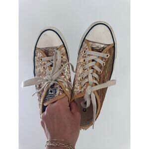 Converse Chuck Taylor All Star Gold Sequined Low Top Sneakers - Women's US 6